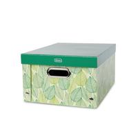 Idena 11195 Storage Box with Lid and Metal Handles, Storage Basket Made of Solid Cardboard, Approx. 37.5 x 28 x 18 cm