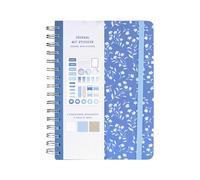 Idena 11366 Notebook A5 with 66 Stickers, Blue, Journal with 78 Pages, 120 g/m², 3 Different Types of Paper, Polka Dots, with Inner Pocket and Elastic Band, FSC Mix