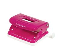 Idena 11541 Metal Hole Punch, Stop Rail with Format Display, Pink, for 20 Sheets, Pack of 1