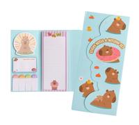 Idena 11558 Notepad Set with Todo List and Sticky Notes in Capybara Design, Notes Folder with Magnetic Closure, Size 9 x 21 cm