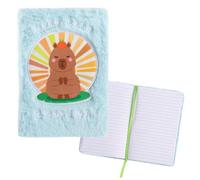 Idena 11559 Fluffy Capybara Notebook 13 x 18 cm Lined 64 Sheets 80 g/m² White with Bookmark Ribbon and Plush Cover