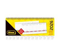 Idena 12057 Desk Calendar 2026 Landscape Format 29.8 x 10.5 cm, per Week 2 Pages, Desk Calendar with Index Cut and Spiral Binding