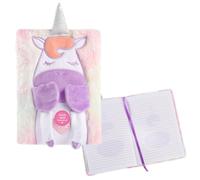 Idena 12107 - Notebook A5 Lined Fluffy Unicorn, 80 Sheets 80 g/m² in White, with Bookmark and Plush Cover