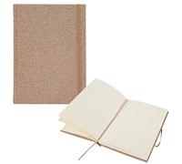 Idena 12256 Glitter Notebook Champagne 14 x 20 cm Squared 100 g/m² 160 Sheets with Document Pocket Bookmark Ribbon and Elastic Closure Pack of 1