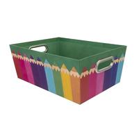 Idena 20140 - Hard Cardboard Storage Box Storage Basket with Metal Handles, Approx. 33 x 22.9 x 12.7 cm