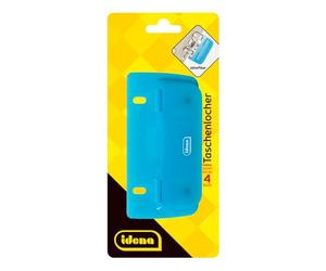 Idena 22100 Pocket Hole Punch, Punches up to 4 Sheets, Transparent Blue, Single Pack