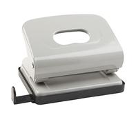 Idena 300903 Hole Punch with Paper Guide, Hole Punch up to 16 Sheets Lochstanzung Diameter: 5.5 MM, Made from Metal, Grey