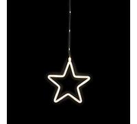 Idena 30199 LED Decorative Light Star in Warm White, 6 Hour Timer Function, Battery Operated, with Suction Cup, Approx. 23 x 23 cm, Indoor and Outdoor Use, Window Decoration and Mood Light