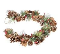 Idena 30224 Christmas Garland with Pine Cones and 10 LEDs in Warm White, 6 Hours Timer Function, Battery Operated, for Christmas, Decoration, Mood Light, Approx. 1 m