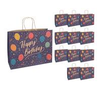 Idena 30398-12 Happy Birthday Gift Bags, Pack of 12, Gift Bags in the Size 33 x 12 x 26 cm, Paper Bags for Birthday