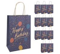 Idena 30399-12 Happy Birthday Gift Bags, Pack of 12, Gift Bags in the Size 18 x 10 x 27 cm, Paper Bags for Birthday