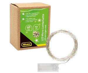 Idena 31114 LED Micro Fairy Lights with 10 LEDs in Warm White with 6 Hour Timer Function, Battery Operated, for Parties, Christmas, Decoration, Wedding, Mood Light, Approx. 1.2 m