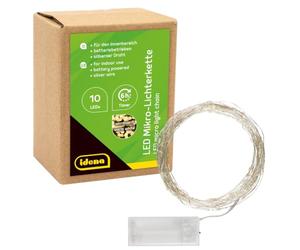 Idena 31114 LED Micro Fairy Lights with 10 LEDs in Warm White with 6 Hour Timer Function, Battery Operated, for Parties, Christmas, Decoration, Wedding, Mood Light, Approx. 1.2 m