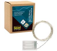 Idena 31118 LED Micro Fairy Lights with 20 LEDs in Warm White with 6 Hour Timer Function, Battery Operated, Approx. 2.2 m Long, for Parties, Christmas, Decoration, Wedding, as Mood Light