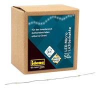 Idena 31825 LED Micro Fairy Lights with 50 LEDs in Warm White, with 6 Hour Timer Function, Battery Operated, Approx. 5.2 m Long, for Parties, Christmas, Decoration, Wedding, as Mood Light