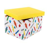 Idena 31922 Gift Box with Lid 31 x 24 x 18 cm Gift Box with Colourful School Cone Motif for Back to School