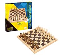 Idena 40174 - Classic game chess and lady 2-in-1, with game board, 32 chess figures and 24 flat bricks, for exciting game evenings with friends and family
