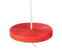 Idena 40196 Plastic Plate Swing in Red for Children from 3 Years with Adjustable Rope and Steel Rings Maximum Load 50 kg for Carefree Rocking Fun, Durchmesser 28 cm