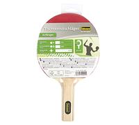 Idena 40201 Beginners Table Tennis Bat with Straight Wooden Handle, Smooth Side in Black and Red Studded Side
