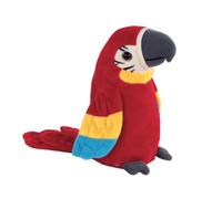 Idena 40358 Parrot Plappertier in Red, Approx. 17 cm, Plush Toy Speaks Everything in Funny Voice and Moves the Wings, Battery Operated