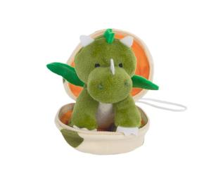 Idena 40367 Mini Plush Dinosaur in the Egg, Approx. 13 cm, Green Cuddly Toy Dinosaur, Plush Toy for Cuddling and Loving