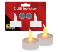 Idena 408982 - LED Tea Lights, Pack of 2, Electric Candles with Flickering Light, Includes Batteries, Decoration for Wedding, Party, Christmas, Easter, as Mood Light