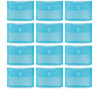 Idena 90263 Document Wallets A5 Plastic Pack of 12 Sorting Folders in Turquoise with Velcro Fastener and 4 Holes Approx. 24.6 x 18.8 cm