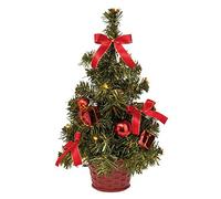 Idena Decorative Christmas Tree with 10 Warm White LEDs, Approx. 35 x 19 cm, red, 0.45 W, Colourful