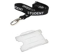 Identity-Plus: Black Pre-Printed Student Lanyard with Landscape Card Holder (Clear)