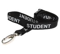 Identity-Plus: Black Pre-Printed STUDENT Lanyard with Metal Lobster Clip & Safety Breakaway(100)