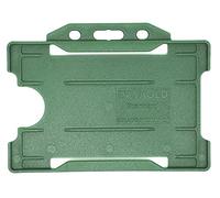 Identity-Plus: Dark Green Rigid Open Faced Landscape ID Card Badge Pass Holder (100)