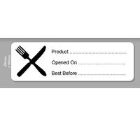 Identity Plus: Pre-Printed Self Adhesive Food Labels - Product/Opened ON/Best Before (100)