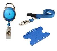 Identity-Plus Premier Badge YoYo Reel, Lobster Clip Breakaway Neck Lanyard & Dual Sided ID Card Holder (Light Blue)