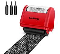 Identity Protection Roller Stamp LioNergy 1.5 Inch Roller Identity Theft Prevention Security Stamp with 3 Refills - Red