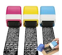 Identity Theft Protection Roller Stamp, Data Defender Roller Stamp for Confidential Document Security, Address Blocker Roller for Bills and Financial Records, Set of Three in Blue Pink and Yellow i