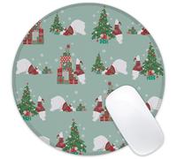 Identiy Christmas Small Mouse Pad, Christmas Eve and Santa Claus Round Gaming Desk Mat for Keyboard and Mouse, Non-Slip Rubber Base Stitched Edges Desk Pad for Computer Laptop Home Office 8.6"x8.6"