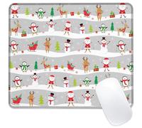 Identiy Christmas Small Mouse Pad, Cute Cartoon Santa and Snowman Gaming Desk Mat for Keyboard and Mouse, Non-Slip Rubber Base Stitched Edges Small Desk Pad for Computer Laptop Home Office 9.4"x7.9"