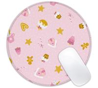 Identiy Christmas Small Mouse Pad, Cute Cartoon Santa and Snowman Round Gaming Desk Mat for Keyboard and Mouse, Non-Slip Rubber Base Stitched Edges Desk Pad for Computer Laptop Home Office 8.6"x8.6"