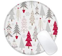 Identiy Christmas Small Mouse Pad, Cute Cartoon Santa and Snowman Round Gaming Desk Mat for Keyboard and Mouse, Non-Slip Rubber Base Stitched Edges Desk Pad for Computer Laptop Home Office 8.6"x8.6"