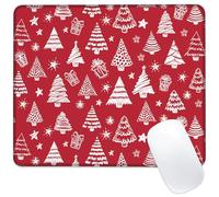 Identiy Christmas Small Mouse Pad, Red and Gold Christmas Tree Desk Mat for Keyboard and Mouse, Non-Slip Rubber Base Double Stitched Edges Small Desk Pad for Computer Laptop Home Office 9.4"x7.9"