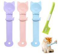 Idepet 4 Pcs Cat Strip Feeders Spoon,Cute Cats Treat Squeeze Spoons Pet Food Mixing Spoon Multifunctional Lickable Treat Feeding Dispenser for Cat Liquid Snack and Wet Food(Bule&Pink&Purple)