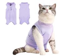 Idepet Cat Surgery Recovery Suit Kitten Onesie for Cats After Surgery Female Breathable Suitical Kitty Surgical Spay Suit for Abdominal Wound Skin Diseases E-Collar Alternative Wear (Purple, M)