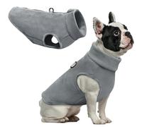 Idepet Dog Fleece Vest Sweater Zip Up Warm Pullover Dogs Jacket with D-Ring Leash Winter Cold Weater Coat Pet Sweatershirt Clothes Hoodie for Small Medium Dogs Boy Girl (Gray, XXS)