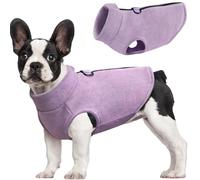 Idepet Dog Fleece Vest Sweater Zip Up Warm Pullover Dogs Jacket with D-Ring Leash Winter Cold Weater Coat Pet Sweatershirt Clothes Hoodie for Small Medium Dogs Boy Girl (Purple, XL)