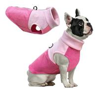 Idepet Dog Fleece Vest Sweater Zip Up Warm Pullover Dogs Jacket with D-Ring Leash Winter Cold Weater Coat Pet Sweatershirt Clothes Hoodie for Small Medium Dogs Boy Girl (Pink/Rose Red, XS)