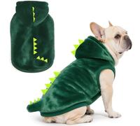 Idepet Dog Halloween Dinosaur Costume,Cute Cosplay Outfit for Small Dogs Fleece Winter Puppy Hoodie Warm Sweater Vest Coat Apparel for Christmas Party Pet Cat Clothing (Large)