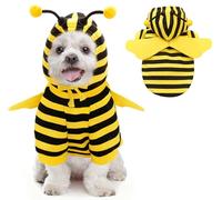 Idepet Halloween Pet Bee Costume, Dog Hoodie Cat Outfit Cute Cosplay Puppy Clothes Funny Bumble Bee Pet Apparel for Small Dogs and Cats