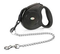 Idepet Heavy Duty Retractable Dog Leash for Small and Medium Dogs, Anti-Chewing Steel Chain Design,360°Tangle-Free,Break & Lock System,16ft Leash for Dog Walking