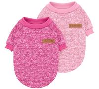 Idepet Pet Cat Dog Sweater,Warm Dog Jumpers Cat Clothes,Fleece Pet Coat for Puppy Small Medium Large Dog,Pink & Grey (Pink&Rose, XL)