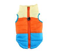 Idepet Pet Dog Cat Coat with Leash Anchor Color Patchwork Padded Puppy Vest Jacket Teddy Chihuahua Costumes Pug Cloth XS S M L